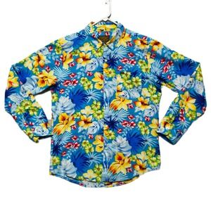 LOSER MACHINE‎ CO Dark Seas Hawaiian Shirt Mens Large Blue Floral Top USA